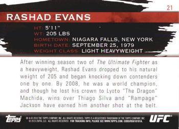 2010 Topps UFC Knockout - Gold #21 Rashad Evans Back
