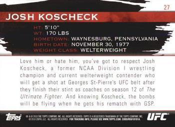 2010 Topps UFC Knockout - Gold #27 Josh Koscheck Back
