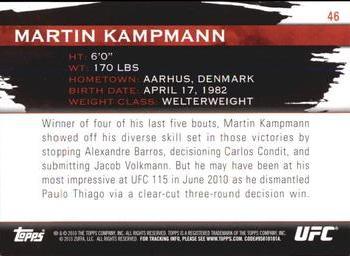2010 Topps UFC Knockout - Gold #46 Martin Kampmann Back