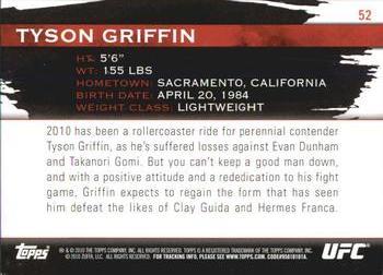 2010 Topps UFC Knockout - Gold #52 Tyson Griffin Back