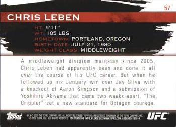 2010 Topps UFC Knockout - Gold #57 Chris Leben Back