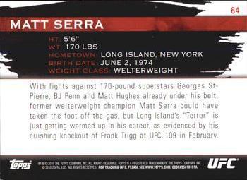 2010 Topps UFC Knockout - Gold #64 Matt Serra Back