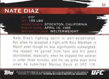 2010 Topps UFC Knockout - Gold #65 Nate Diaz Back