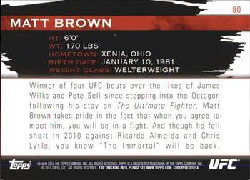 2010 Topps UFC Knockout - Gold #80 Matt Brown Back