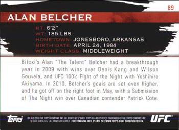2010 Topps UFC Knockout - Gold #89 Alan Belcher Back