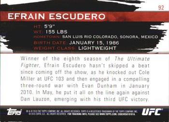 2010 Topps UFC Knockout - Gold #92 Efrain Escudero Back