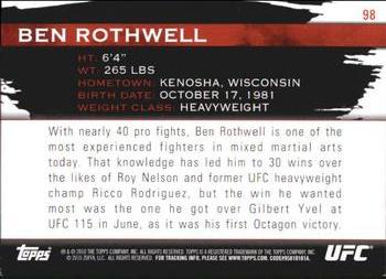 2010 Topps UFC Knockout - Gold #98 Ben Rothwell Back