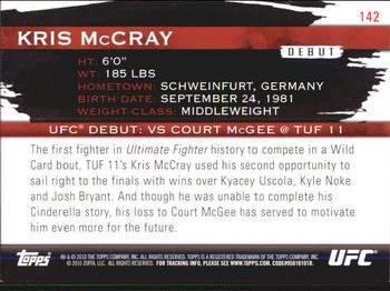 2010 Topps UFC Knockout - Gold #142 Kris McCray Back