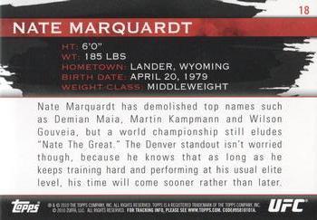 2010 Topps UFC Knockout - Green #18 Nate Marquardt Back