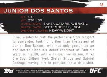 2010 Topps UFC Knockout - Green #28 Junior dos Santos Back