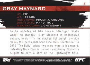 2010 Topps UFC Knockout - Green #31 Gray Maynard Back