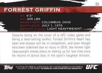 2010 Topps UFC Knockout - Green #33 Forrest Griffin Back