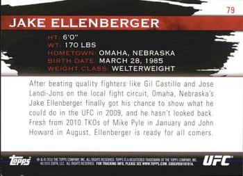 2010 Topps UFC Knockout - Green #79 Jake Ellenberger Back