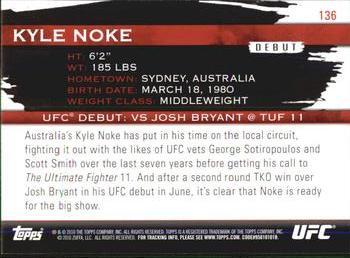 2010 Topps UFC Knockout - Green #136 Kyle Noke Back