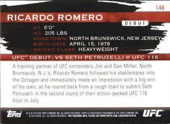 2010 Topps UFC Knockout - Green #146 Ricardo Romero Back