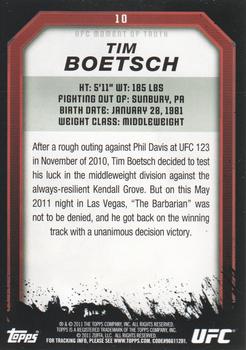 2011 Topps UFC Moment of Truth - Gold #10 Tim Boetsch Back