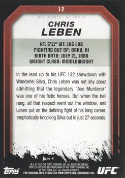 2011 Topps UFC Moment of Truth - Gold #12 Chris Leben Back