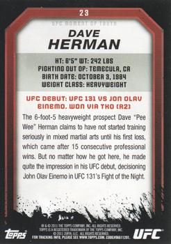 2011 Topps UFC Moment of Truth - Gold #23 Dave Herman Back