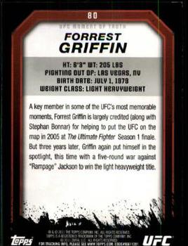 2011 Topps UFC Moment of Truth - Gold #80 Forrest Griffin Back
