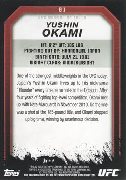 2011 Topps UFC Moment of Truth - Gold #91 Yushin Okami Back