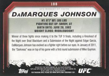 2011 Topps UFC Moment of Truth - Gold #198 DaMarques Johnson Back