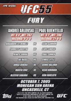 2011 Topps UFC Moment of Truth - Fight Poster Review #FPR-UFC55 UFC 55 Fury Back