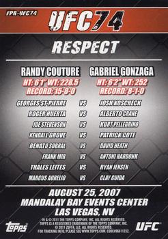 2011 Topps UFC Moment of Truth - Fight Poster Review #FPR-UFC74 UFC 74 Respect Back