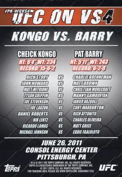 2011 Topps UFC Moment of Truth - Fight Poster Review #FPR-UFCVS4 UFC on VS 4 Kongo vs. Barry Back