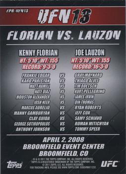 2011 Topps UFC Moment of Truth - Fight Poster Review #FPR-UFN13 UFN 13 Florian vs. Lauzon Back