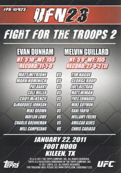 2011 Topps UFC Moment of Truth - Fight Poster Review #FPR-UFN23 UFN 23 Fight for the Troops 2 Back