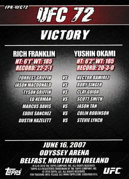 2010 Topps UFC - Fight Poster Review #FPR-UFC72 UFC 72 / Rich Franklin / Forrest Griffin / Yushin Okami Back