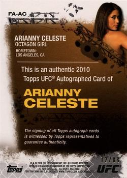 2010 Topps UFC - Autograph Onyx #FA-AC Arianny Celeste Back