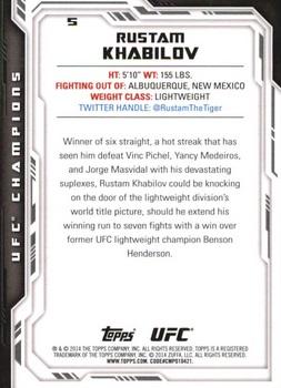 2014 Topps UFC Champions #5 Rustam Khabilov Back