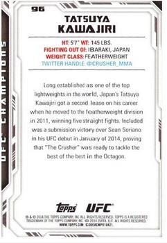 2014 Topps UFC Champions #96 Tatsuya Kawajiri Back