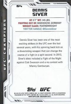 2014 Topps UFC Champions #64 Dennis Siver Back