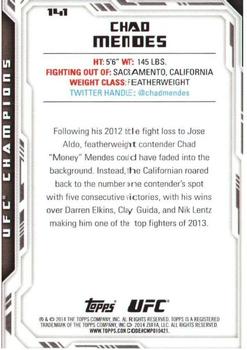 2014 Topps UFC Champions #141 Chad Mendes Back