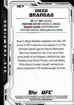 2014 Topps UFC Champions #187 Diego Brandao Back