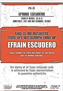 2009 Topps UFC Round 2 - Autographs #FA-EE Efrain Escudero Back