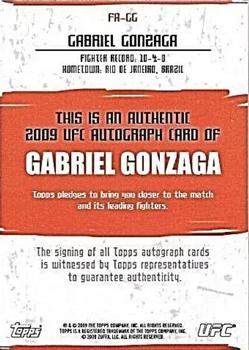 2009 Topps UFC Round 2 - Autographs #FA-GG Gabriel Gonzaga Back
