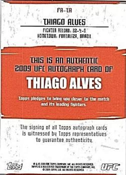 2009 Topps UFC Round 2 - Autographs #FA-TA Thiago Alves Back