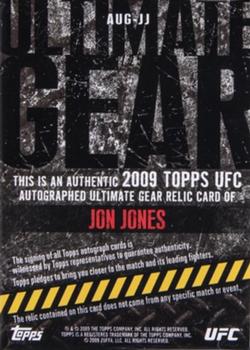 2009 Topps UFC Round 2 - Ultimate Gear Autographs #AUG-JJ Jon Jones Back
