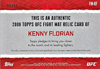 2009 Topps UFC Round 2 - Fight Mat Relics Black #FM-KF Kenny Florian Back