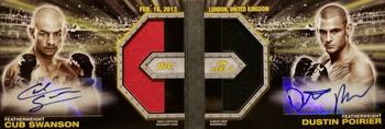2014 Topps UFC Knockout - Memorable Matchups Dual Autographs Jumbo Relic Book #MMDAR-SP Dustin Poirier / Cub Swanson Front