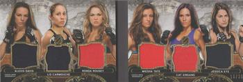 2014 Topps UFC Knockout - Triple Threads Relics Double Combo Book #TTRDC-DCRTZE Alexis Davis / Jessica Eye / Cat Zingano / Miesha Tate / Ronda Rousey / Liz Carmouche Front