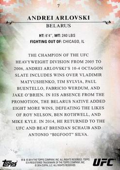 2014 Topps UFC Bloodlines #7 Andrei Arlovski Back