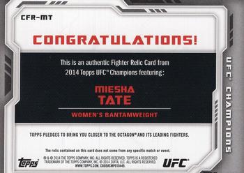 2014 Topps UFC Champions - Fighter Relics #CFR-MT Miesha Tate Back