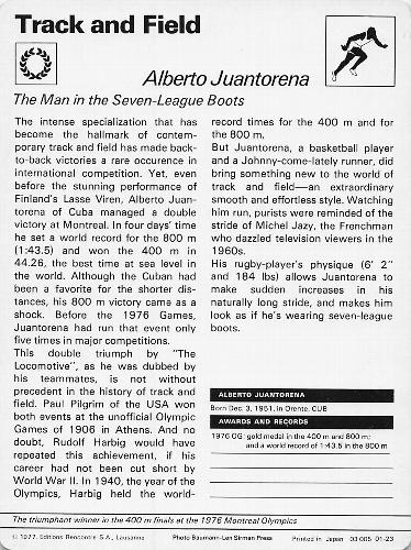 1977-79 Sportscaster Series 1 #01-23 Alberto Juantorena Back