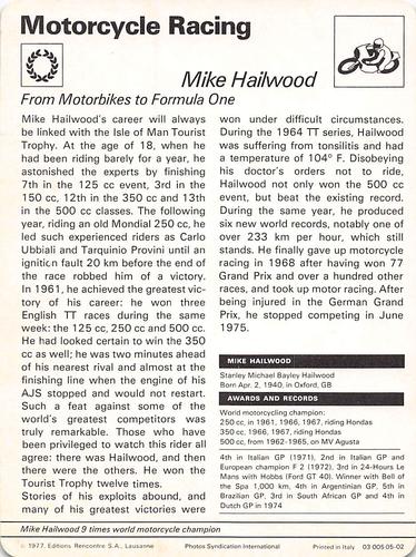 1977-79 Sportscaster Series 5 #05-02 Mike Hailwood Back