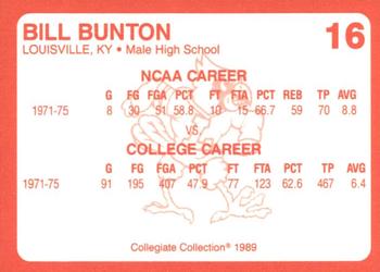 1989-90 Collegiate Collection Louisville Cardinals #16 Bill Bunton Back