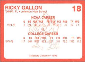 1989-90 Collegiate Collection Louisville Cardinals #18 Ricky Gallon Back